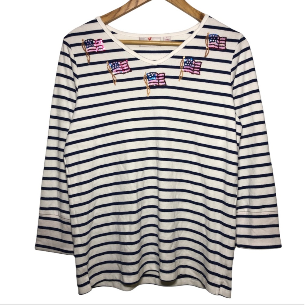 Quacker Factory American Flag Sequins Stripes Sma… - image 1